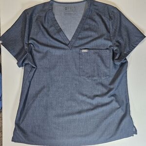 Figs Scrubs Top Womens XL Metallic Blue Technical Collection Hospital Workwear